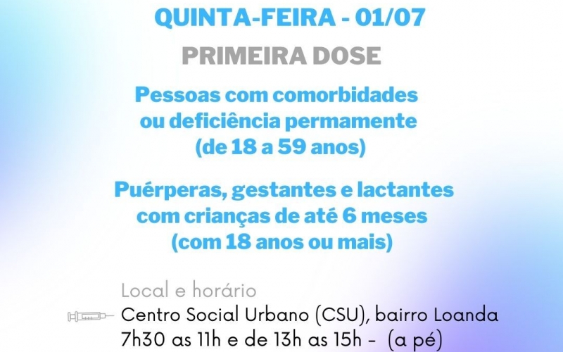 Prefeitura de João Monlevade vacina somente grupos prioritários nesta quinta-feira (1)