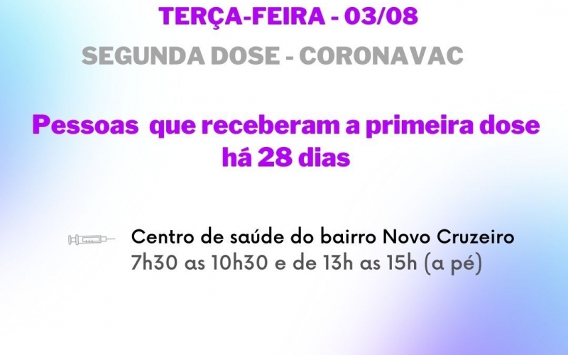 Prefeitura de João Monlevade aplica segunda dose de AstraZeneca e Coronavac nesta terça (03)
