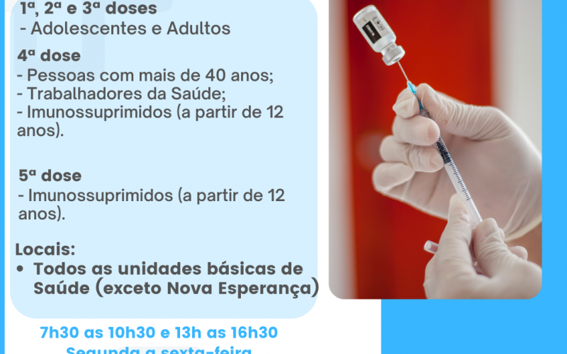 Confira as doses da vacina contra a Covid disponíveis em João Monlevade