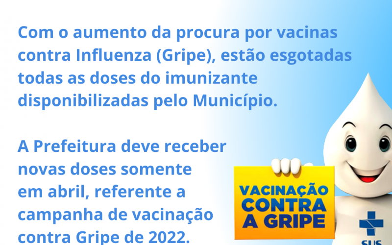 Doses da vacina contra Gripe estão esgotadas